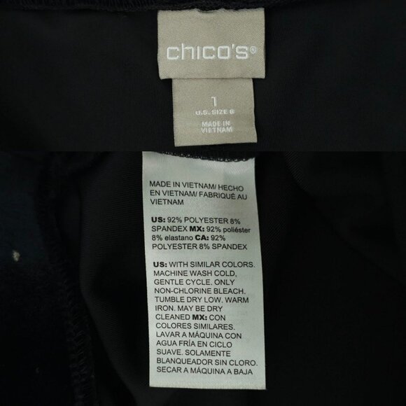 Chicos Velvet Pull On Pants Womens Size 1 US 8 Stretch Mid Rise Ankle Black - Picture 8 of 16